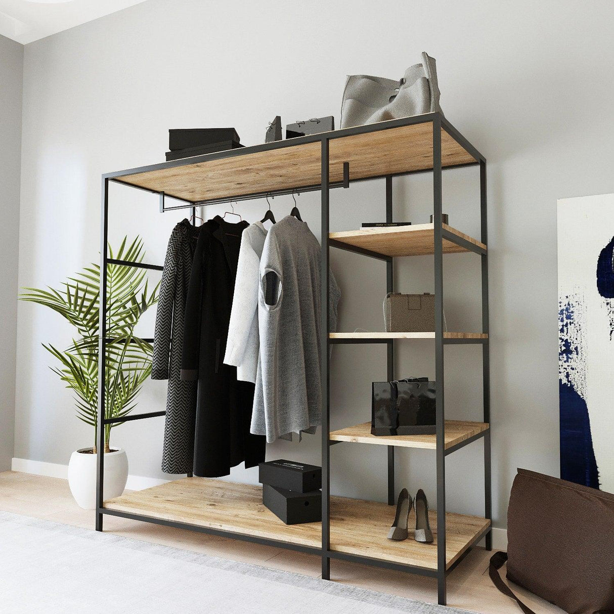 Suport/Stander Umerase Hurberg cu 5 Rafturi, Stejar, 180 X 180 X 40 Cm