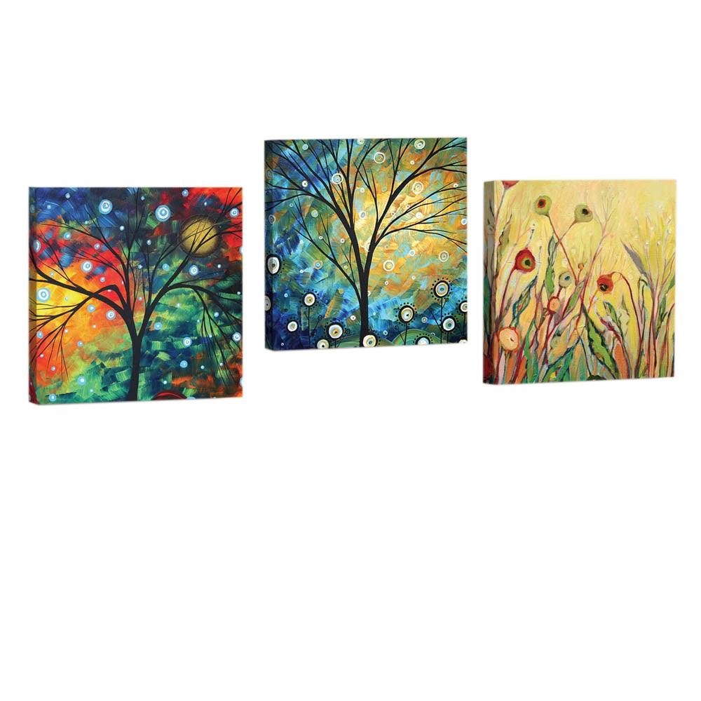 Tablou canvas cu aspect de piele (3 bucăți) Evila Originals, Galben, 33.5x33 cm