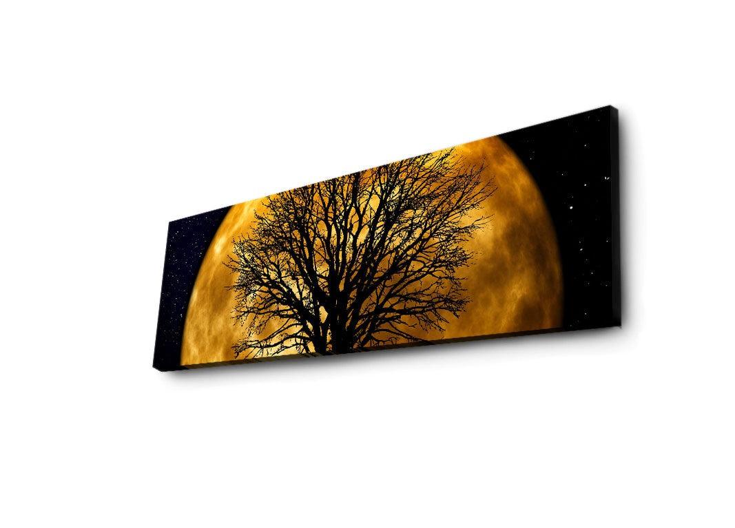 Tablou Canvas cu Led Luna Galbena fara Priza, Galben, 90x30 cm