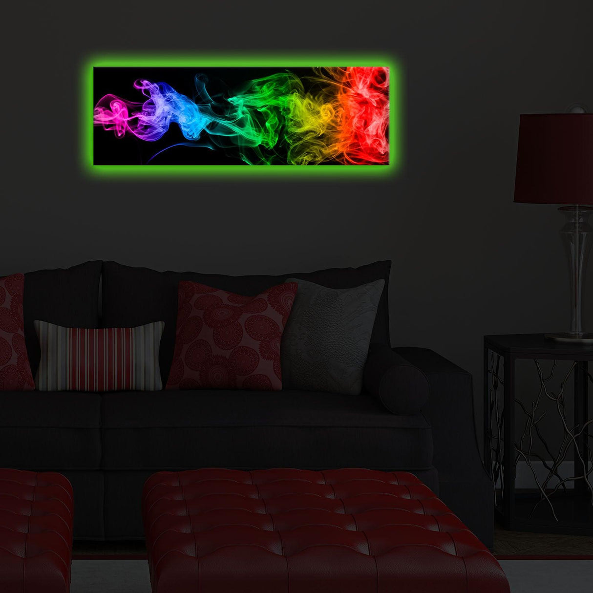Tablou Canvas cu Led Pride fara priza, Multicolor, 90x30 cm
