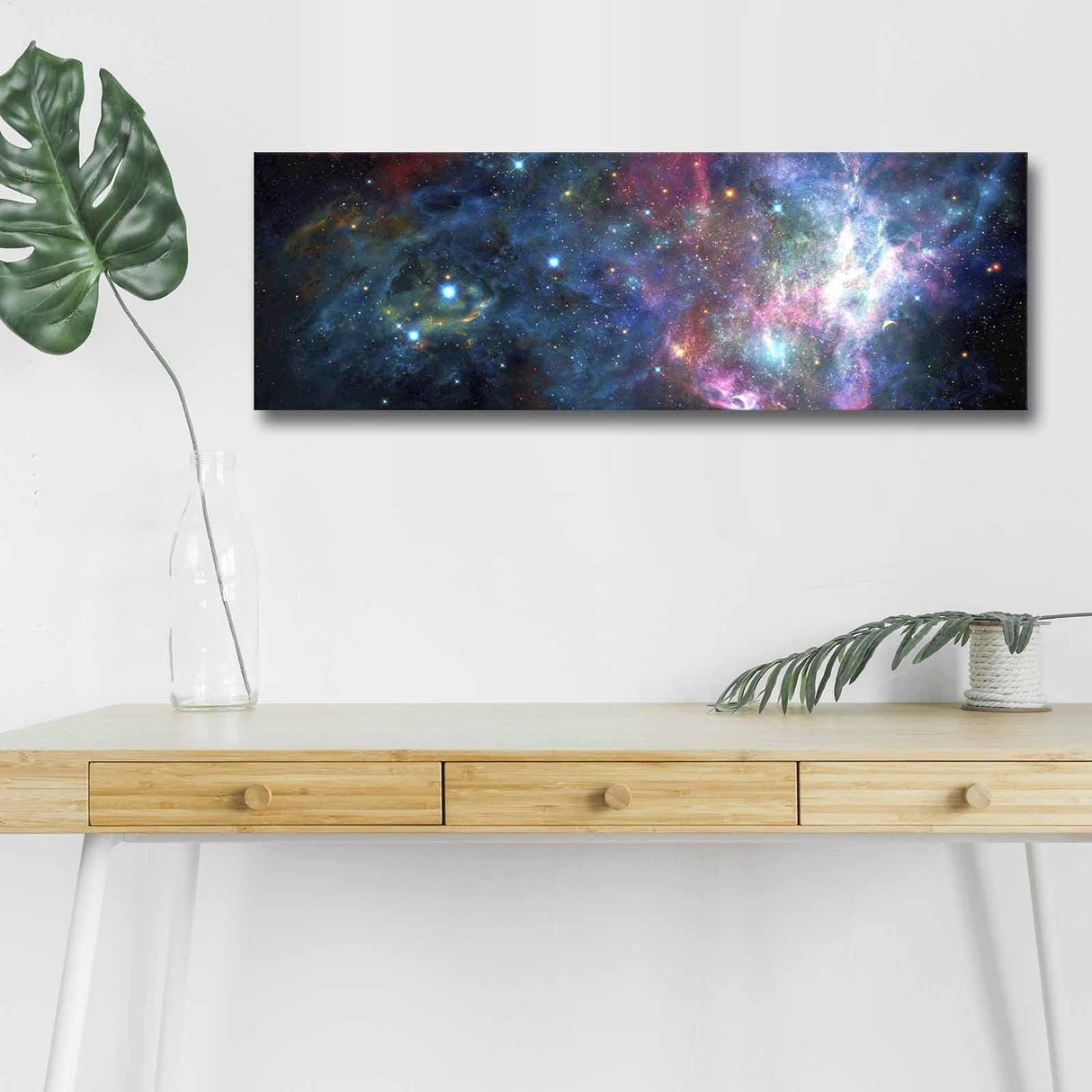 Tablou Canvas cu Led Stele Semiha fara Priza, Multicolor, 90x30 cm