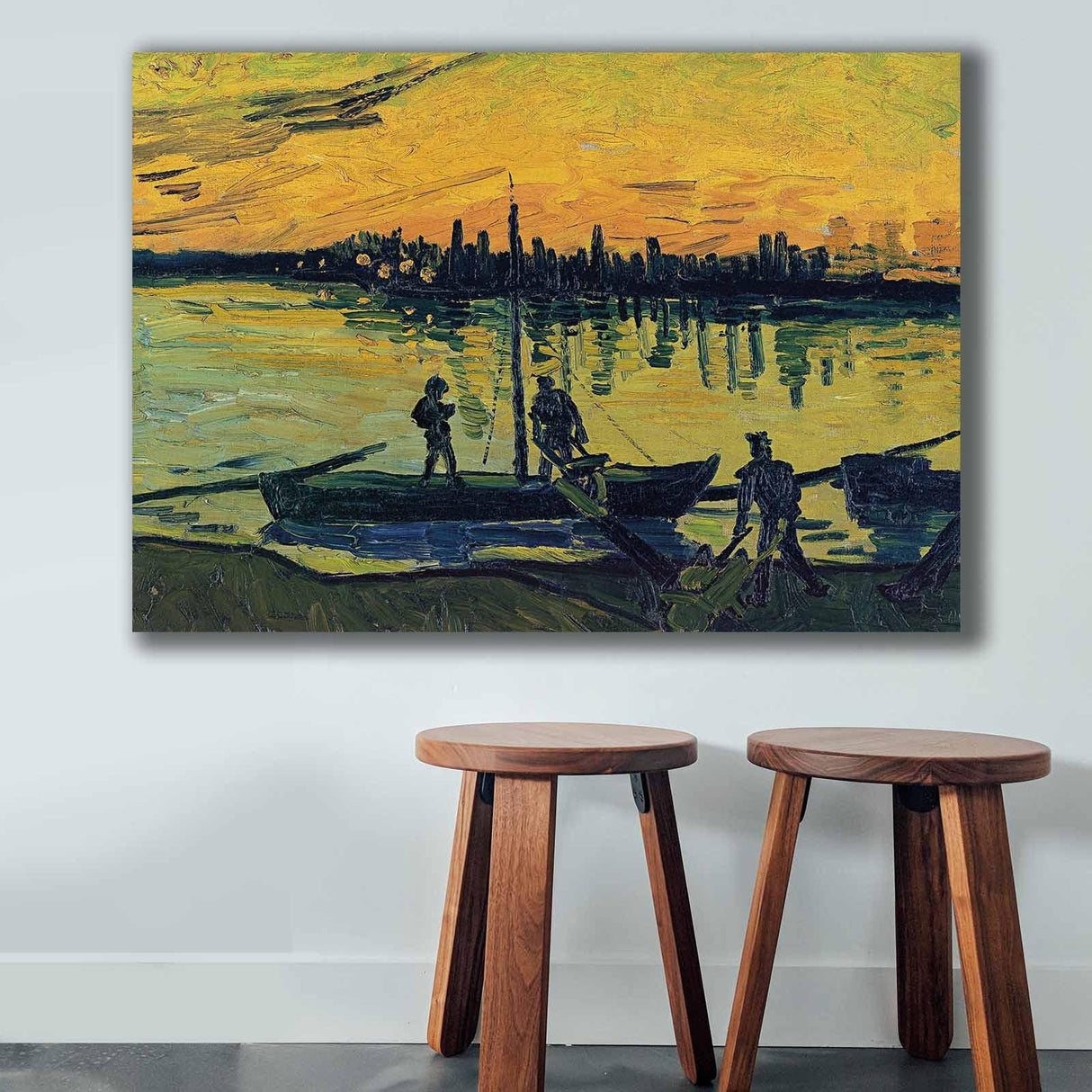 Tablou Canvas Pescari, Multicolor, 100 x 70 cm