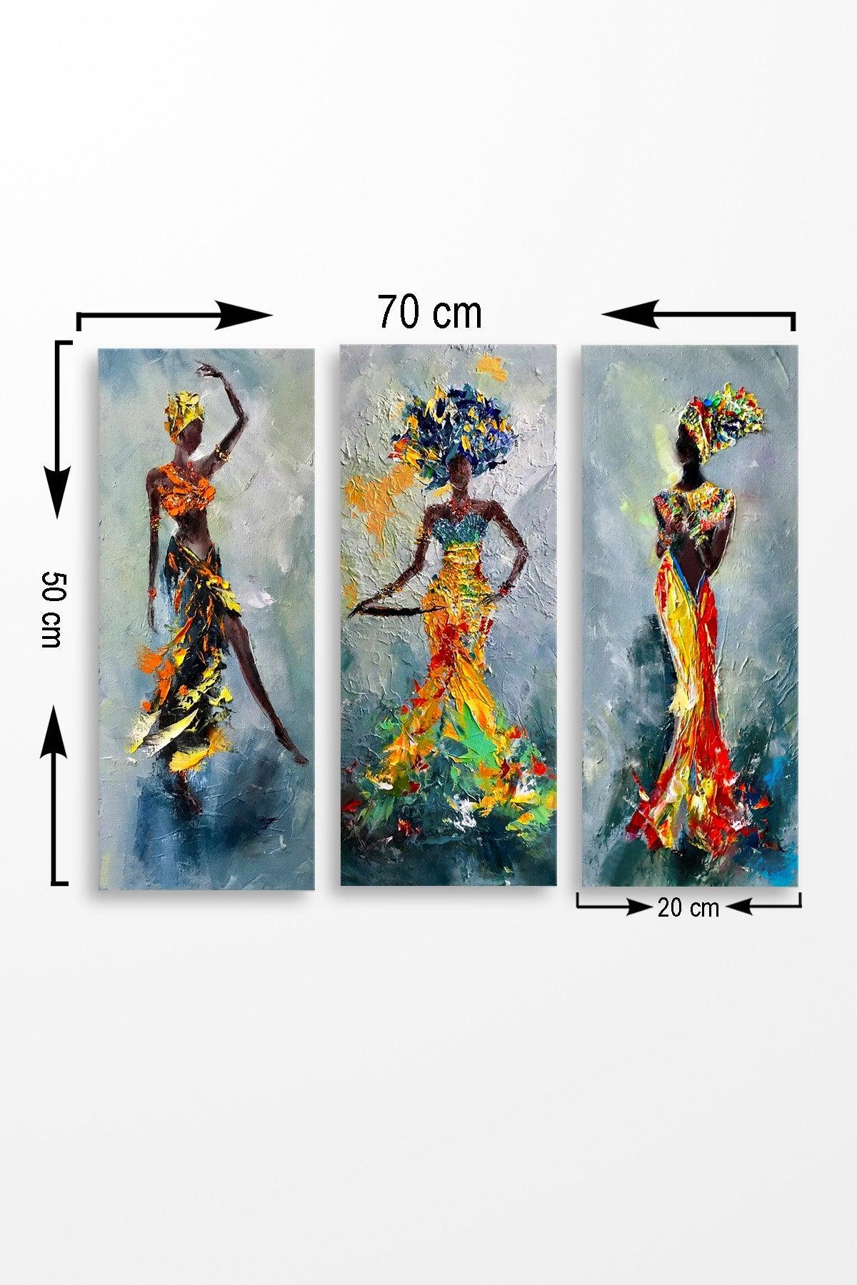 Tablou MDF (3 bucăți) Marvellous African Lady, Multicolor, 50 x 70 cm