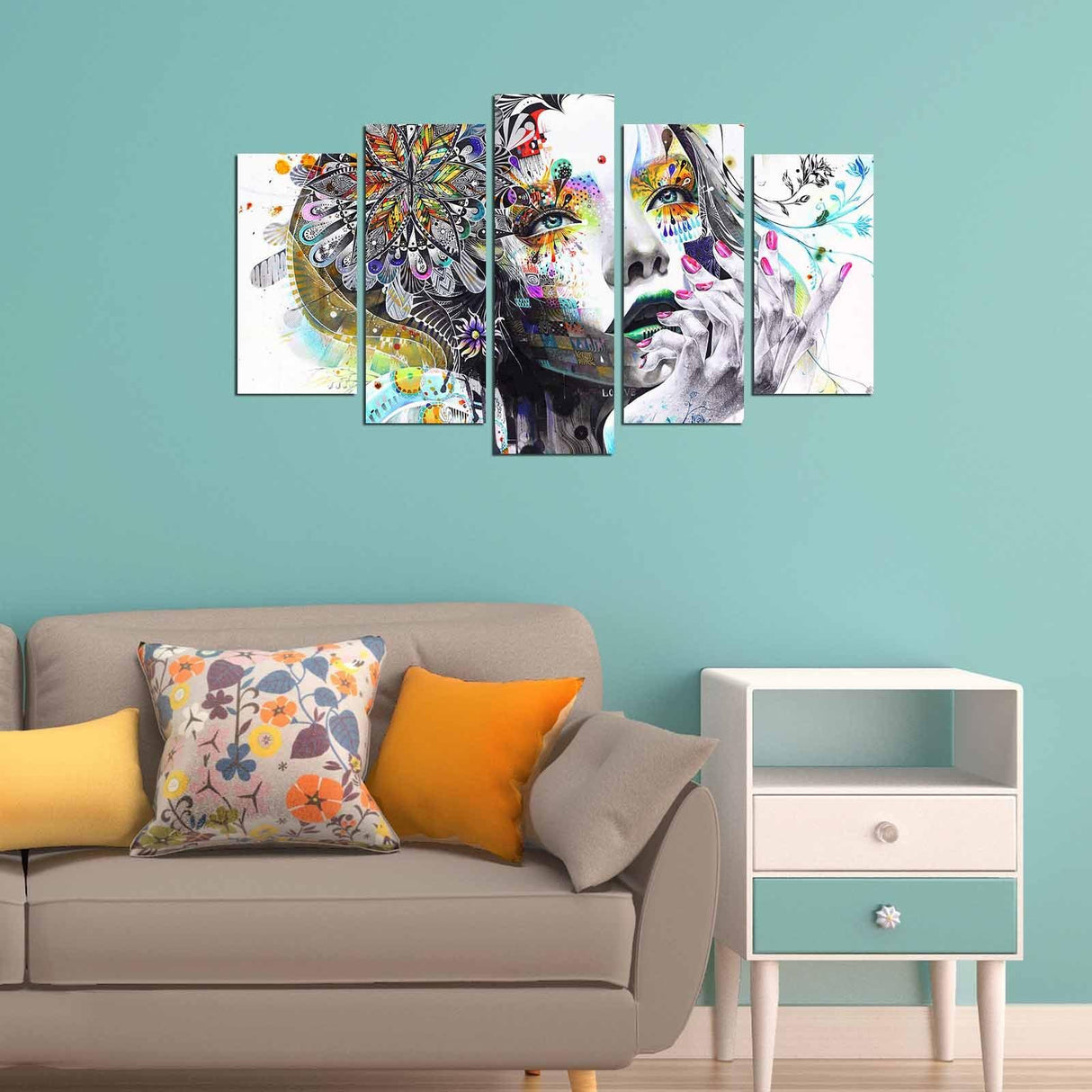 Tablou MDF ( 5 buc ) Fascination, Multicolor, 60x110 cm