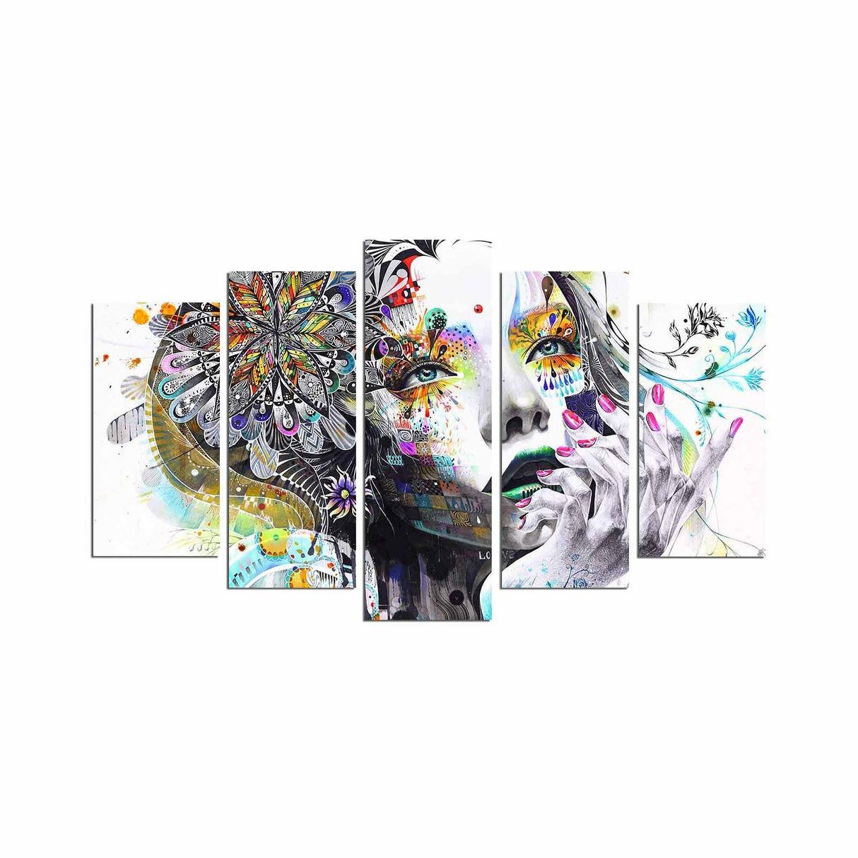 Tablou MDF ( 5 buc ) Fascination, Multicolor, 60x110 cm