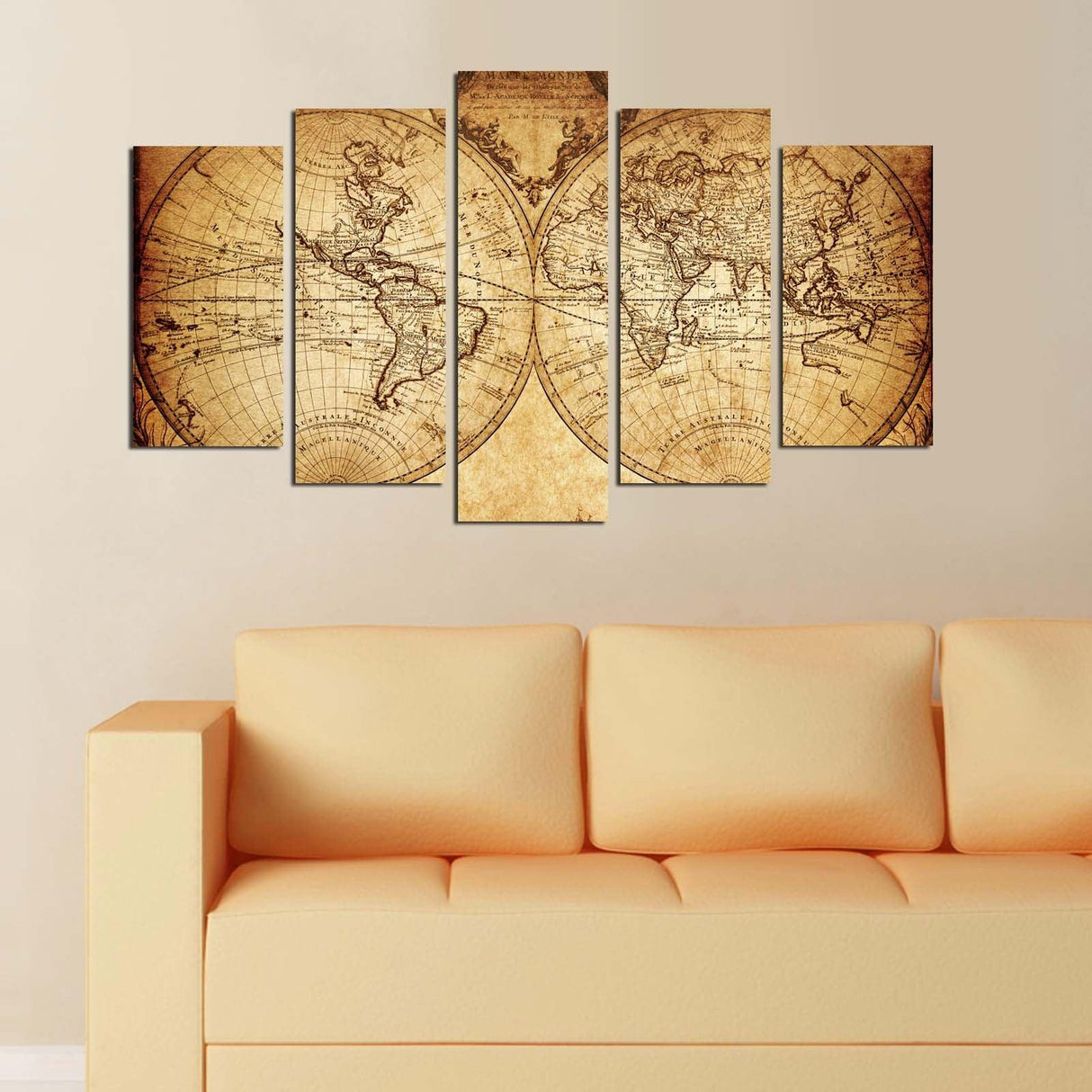 Tablou MDF ( 5 buc ) Melody, Maro, 60x110 cm