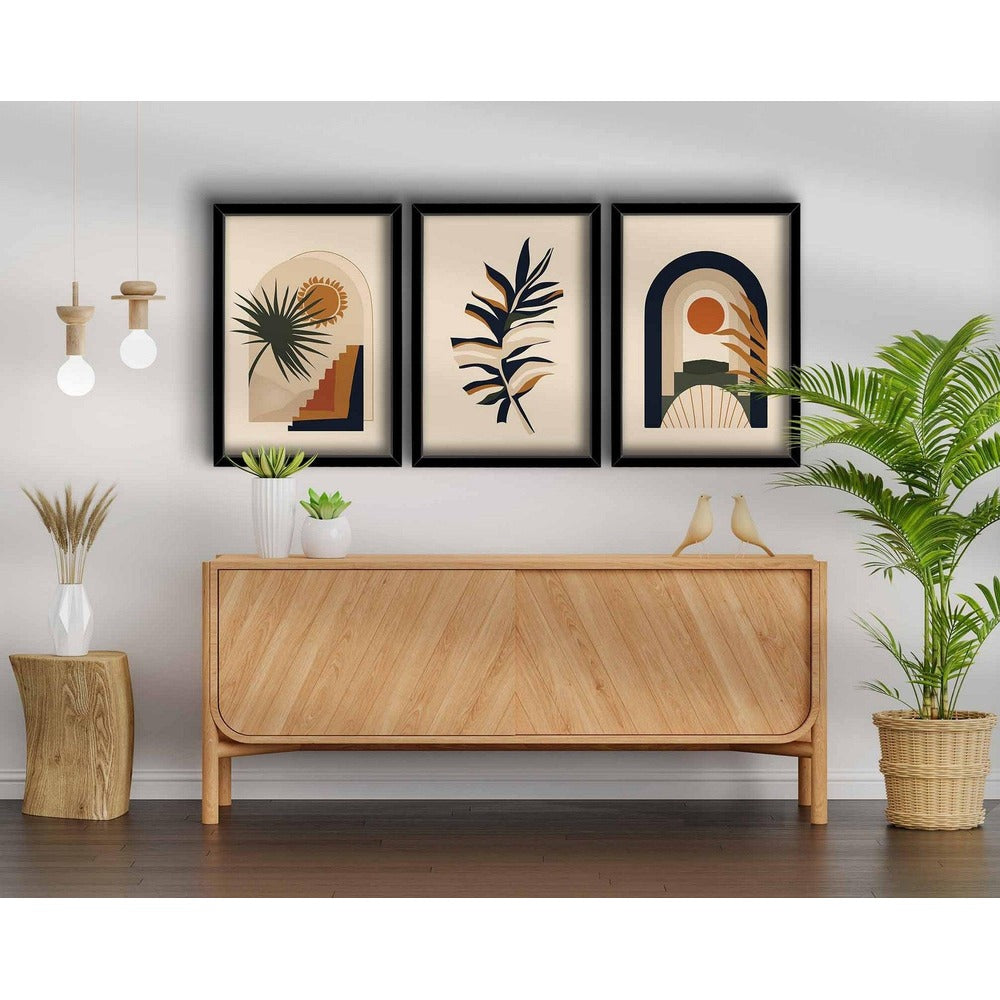 Tablou MDF cu rame (3 bucăți) 3P3853NISCT-003, Multicolor, 538 cm, 38x53 cm