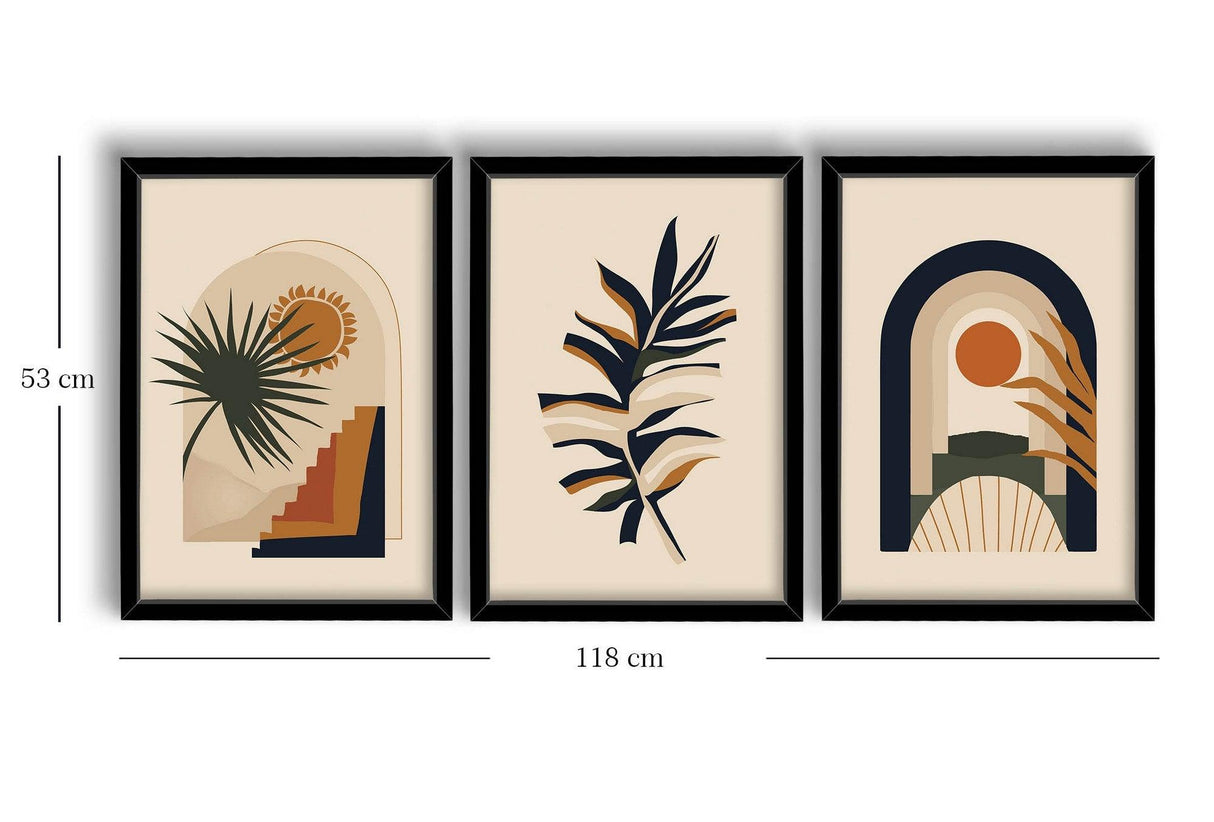 Tablou MDF cu rame (3 bucăți) 3P3853NISCT-003, Multicolor, 538 cm, 38x53 cm