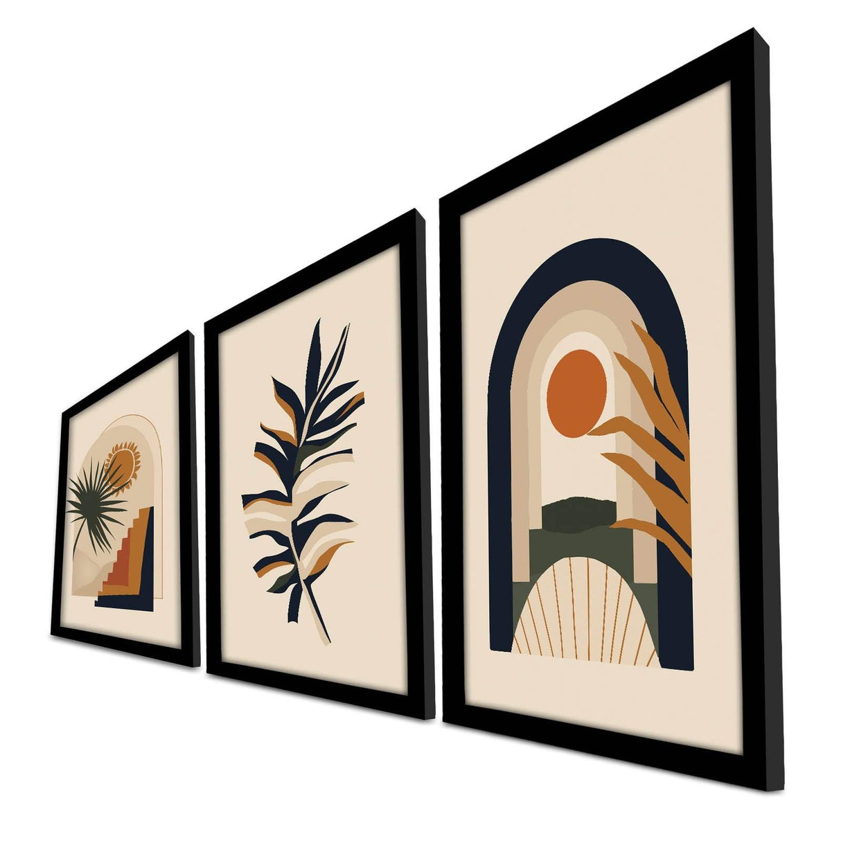 Tablou MDF cu rame (3 bucăți) 3P3853NISCT-003, Multicolor, 538 cm, 38x53 cm