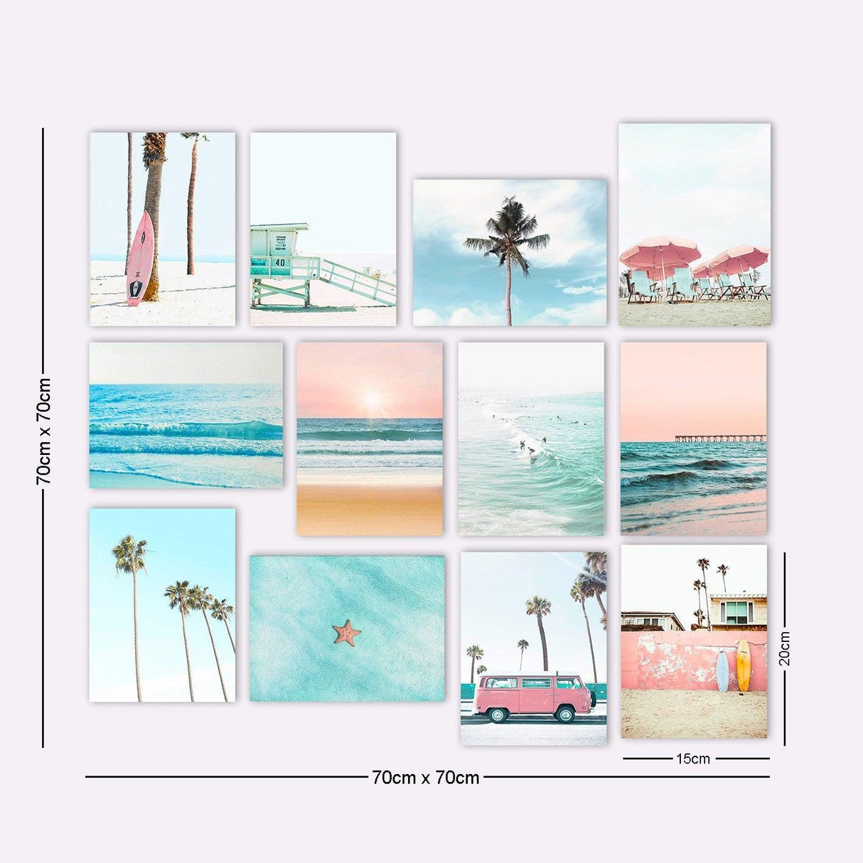 Tablou MDF Miami Vice, Multicolor, 15x20 cm, 12 bucati