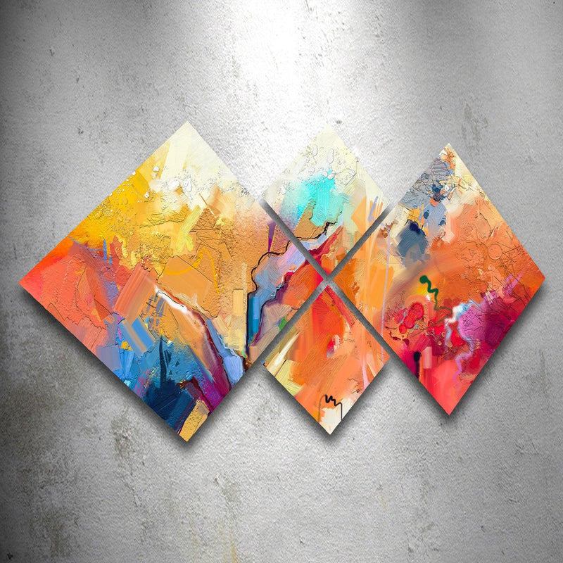 Tablou MDF Rainbow Perete, Multicolor, 115x60 cm, 4 bucati