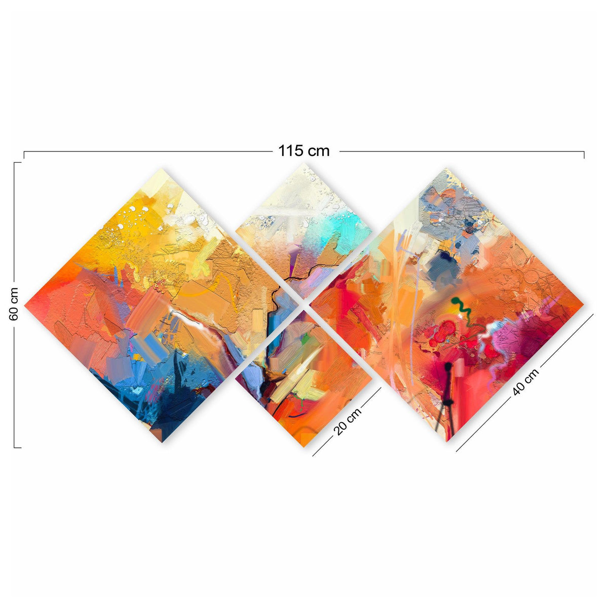 Tablou MDF Rainbow Perete, 4 bucati, Multicolor, 115x60 cm