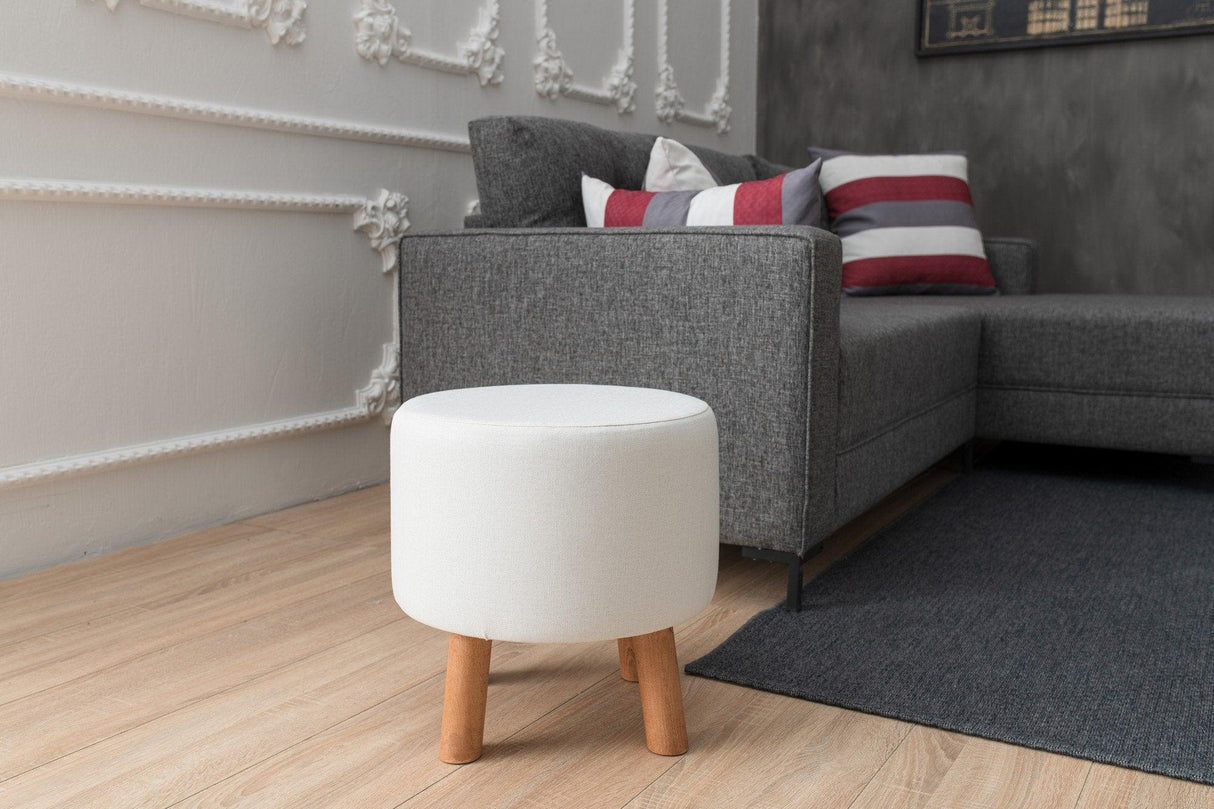 Taburet Silindir Arda, Crem, 40 x 56 cm