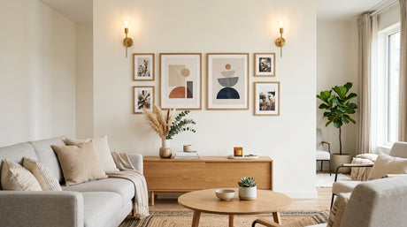 Decorațiuni de perete pentru living: tablouri, oglinzi și rafturi