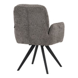 Fotoliu rotativ cu funcție,  Novo, Modern, Țesătură Bouclé Gri, Picioare Metalice Negre, 65.5x60x90cm