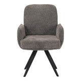 Fotoliu rotativ cu funcție,  Novo, Modern, Țesătură Bouclé Gri, Picioare Metalice Negre, 65.5x60x90cm