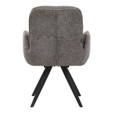 Fotoliu rotativ cu funcție,  Novo, Modern, Țesătură Bouclé Gri, Picioare Metalice Negre, 65.5x60x90cm
