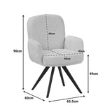 Fotoliu rotativ cu funcție,  Novo, Modern, Țesătură Bouclé Gri, Picioare Metalice Negre, 65.5x60x90cm