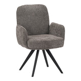 Fotoliu rotativ cu funcție,  Novo, Modern, Țesătură Bouclé Gri, Picioare Metalice Negre, 65.5x60x90cm