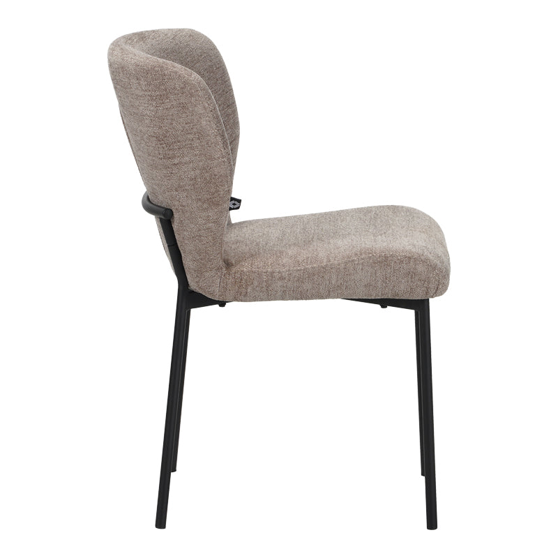 Scaun confortabil Mavier, Stil Modern, Stofă Gri-Bej, Picioare Metal Negru, 48x61.5x82cm