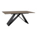 masa dining Masă de sufragerie Sabrina cu suprafață din piatră sinterizată, Material: Imitație nuc și metal negru, 180x90x75