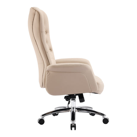 Scaun de birou manager cu ergonomic Kaline Bej, 69x79x115-123 cm