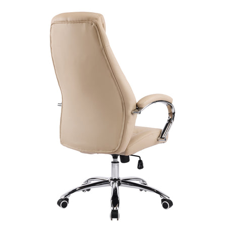 Scaun de birou ergonomic Sonar, Imitatie Piele Bej, 61x57x120-128 cm