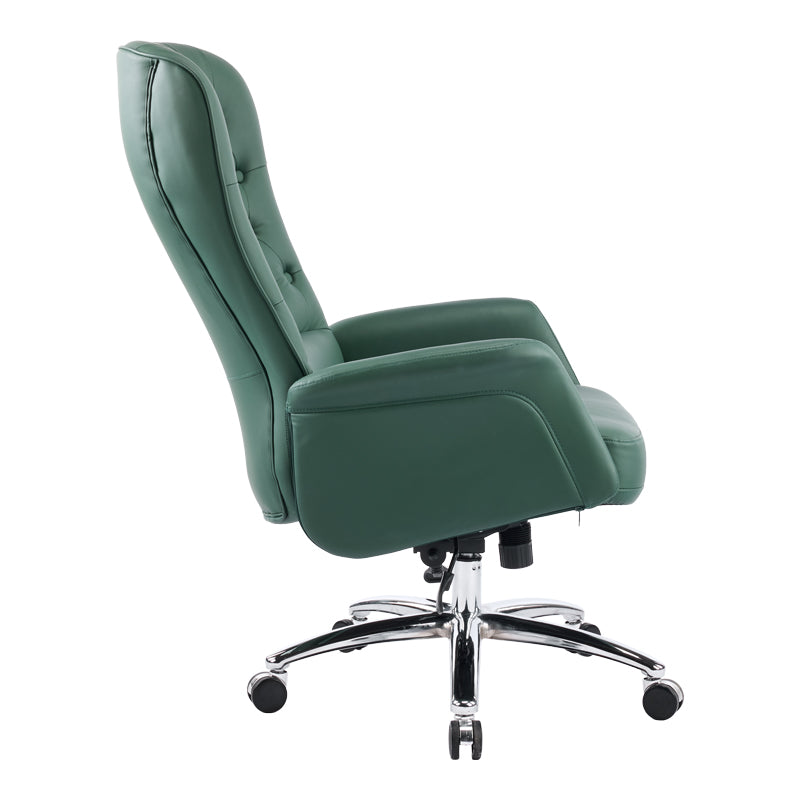 Scaun birou manager cu funcție ajustabilă Kaline, piele ecologică verde, 69x79x115-123cm