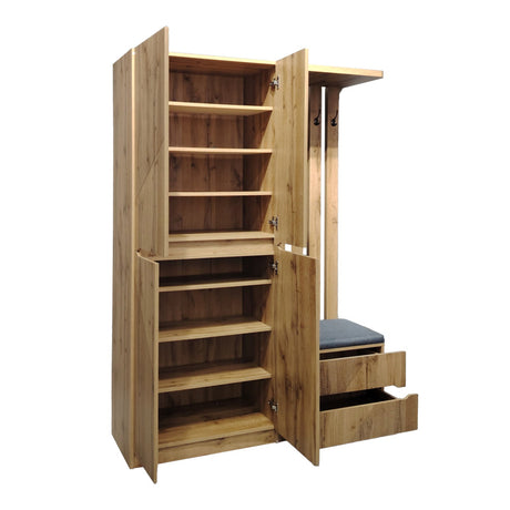 Mobilier de intrare Zomie, Lemn de Stejar, 131x41x180 cm