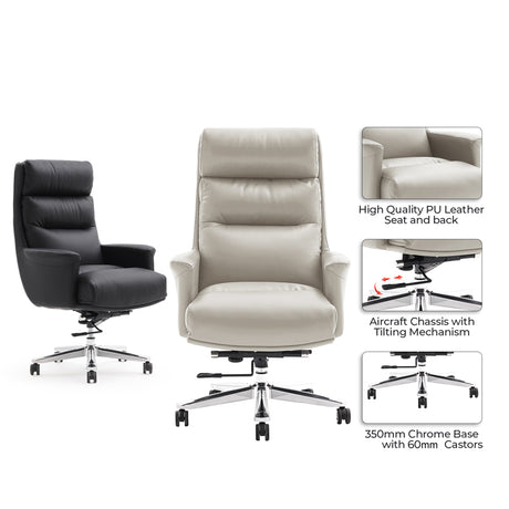 Scaun de birou pentru manager Nagal, neagra, 71x73x117-123 cm