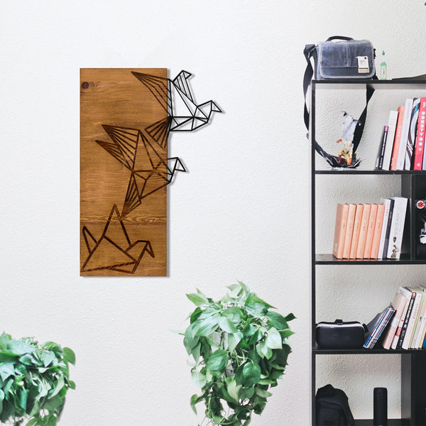 Decorațiune de perete cu funcție decorativă Perdon Pakoworld, Stil modern, Lemn de pin și Metal negru, 30x3x60cm
