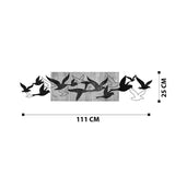 Decorațiune de perete din lemn de pin Excore Pakoworld, Stil Modern, Lemn Natural și Metal Negru, 111x3x25 cm.