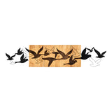 Decorațiune de perete din lemn de pin Excore Pakoworld, Stil Modern, Lemn Natural și Metal Negru, 111x3x25 cm.