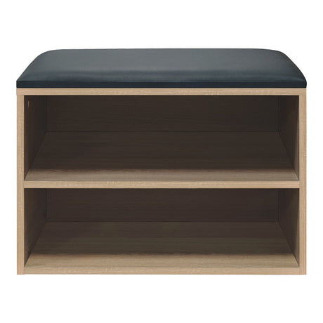 Dulap pantofi cu bancheta Kiana, Natural, Lemn, 60x32x44 cm, pentru 4 perechi de încaltaminte