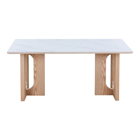 Masă de dining Benqui, Piatră sinterizată, Alb marmură, 160x90x75 cm