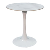 Masă de dining cu blat sinterizat Balou I/Imitație Marmură, Alb, 70x74 cm