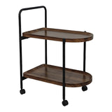 Masă laterală tip roabă cu funcție Whelea, și Metal, Nuc-Negru, 40x60x69 cm