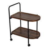 Masă laterală tip roabă cu funcție Whelea, și Metal, Nuc-Negru, 40x60x69 cm