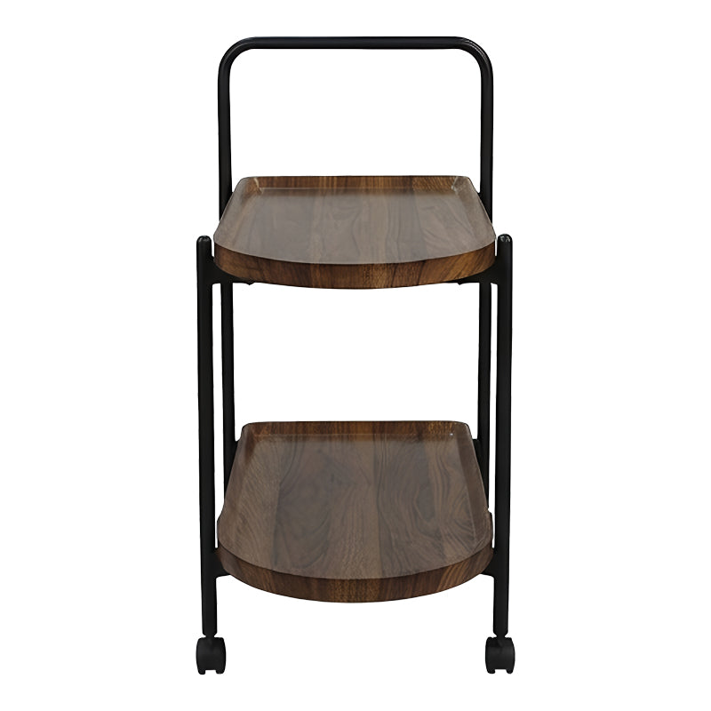 Masă laterală tip roabă cu funcție Whelea, și Metal, Nuc-Negru, 40x60x69 cm