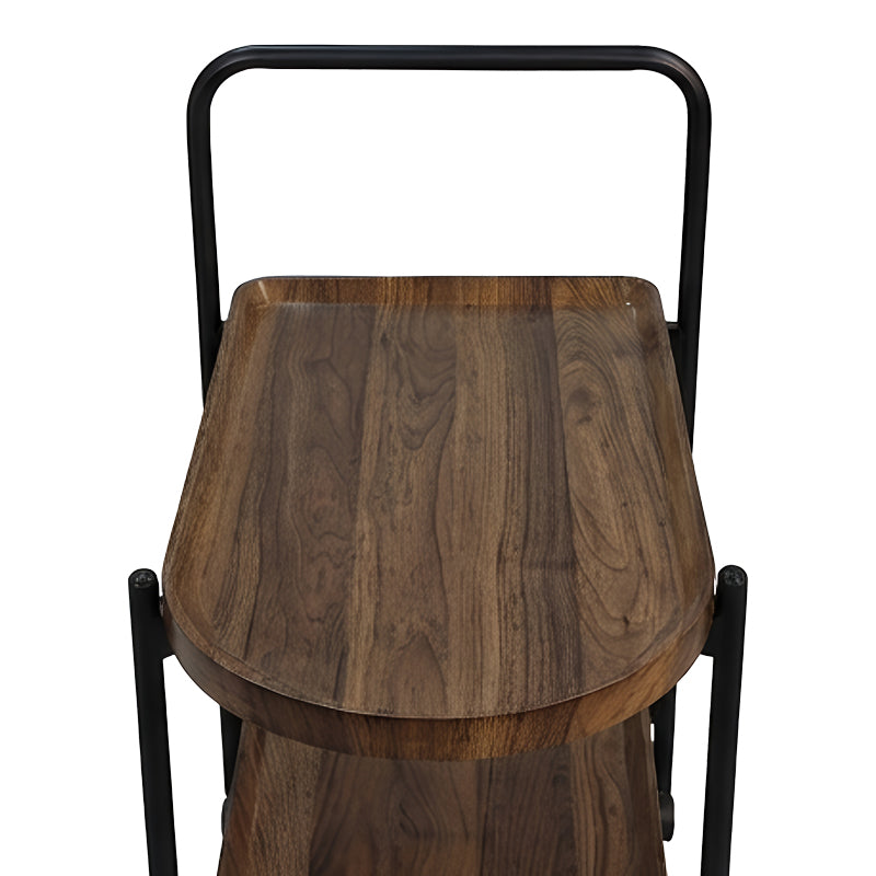 Masă laterală tip roabă cu funcție Whelea, și Metal, Nuc-Negru, 40x60x69 cm