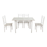 Set masă dining cu 5 piese, sonoma albe, 110x60x75 cm