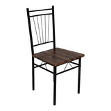 Set masă dining cu 5 piese, imitatie nuc și metal, 110x60x75 cm, model Roza, picioare negre
