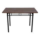 Set masă dining cu 5 piese, imitatie nuc și metal, 110x60x75 cm, model Roza, picioare negre