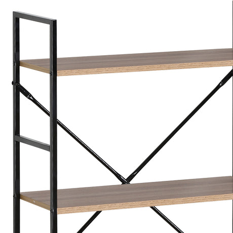 Biblioteca-raft Manlo Natural-otel negru 59x24x80 cm