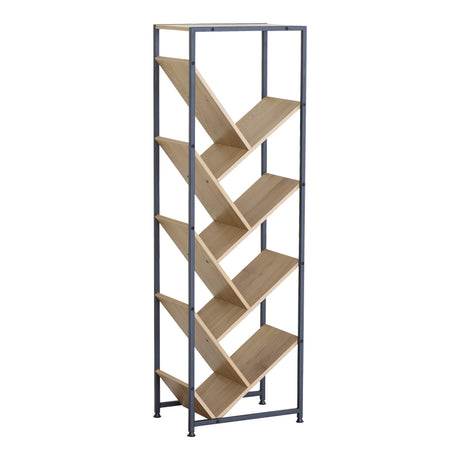 Orunta stejar-negru metal Bibliotecă, Wild Oak - Negru, 40x27x125 cm