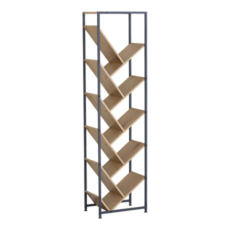 Orunta stejar-negru metal Bibliotecă, Wild Oak - Negru, 40x27x150 cm