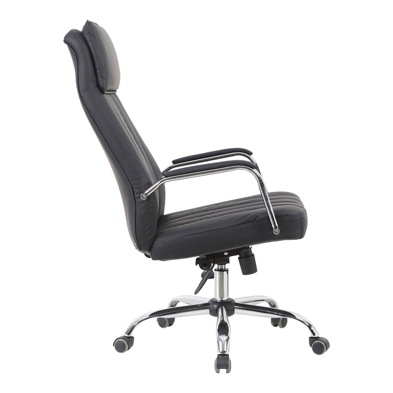 Scaun de birou managerial cu funcție ajustabilă Morales, Piele, Negru, 60x70x118-124cm