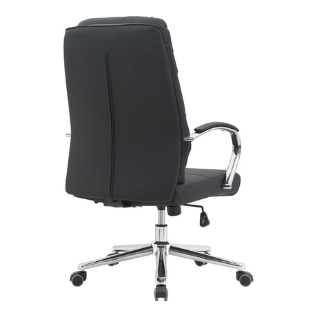 Scaun de birou directorial ajustabil Normie, Pu, Negru, 58x65x103-111 cm