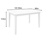 Masă extensibilă Mabor-Houston, Lemn, Alb, 120-150x80x73, 8 cm