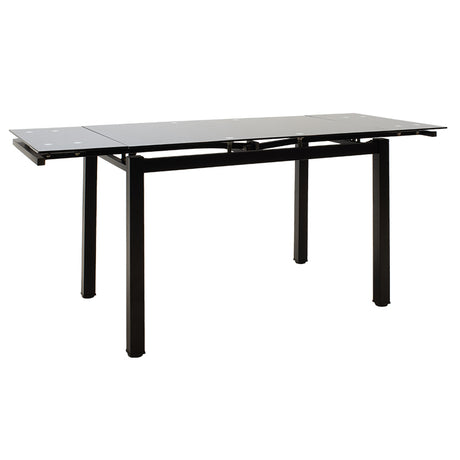 Masa de sufragerie extensibila Finn  sticla 8mm picioare negre 110-170x70x75cm